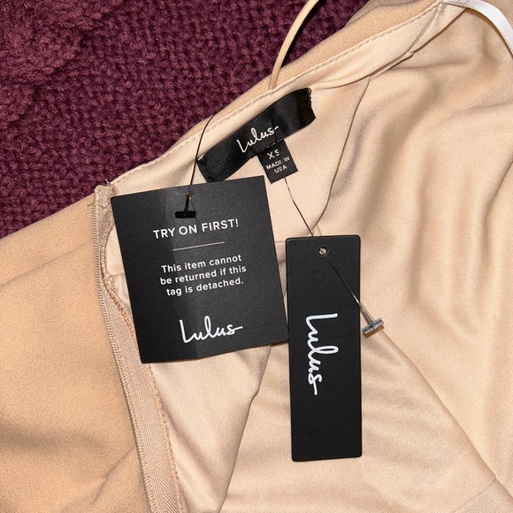 Lulus mid length one shoulder tan dress - Picture 2 of 4